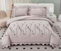 Постельное белье с одеялом EFOR "COTTONI" с вышивкой "стебель" сиреневый, Евро