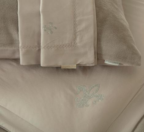 Постельное белье с одеялом "Kazanov.A." Lindor Fluffy (серый/бежевый) Велюр/Egypt Cotton, Евро