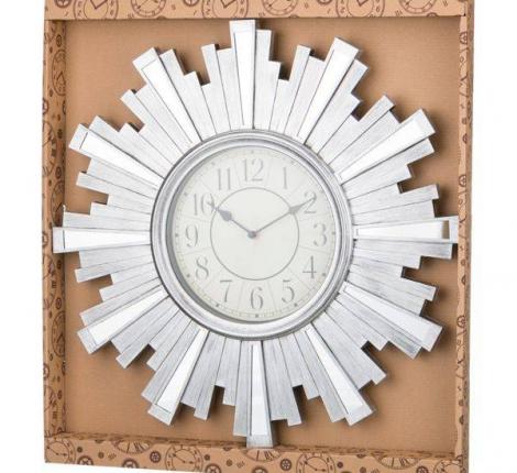 Часы настенные кварцевые "SWISS HOME" 220-193, диаметр 50 см (серебро)