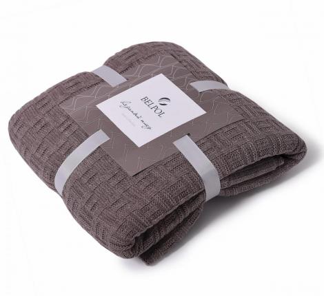 Плед вязаный "ШАХМАТЫ" 180x200, капучино