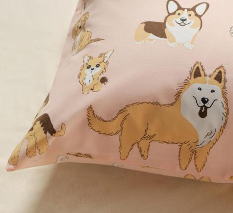 Постельное белье "Siberia" Собачки (розовый) Ранфорс, 1,5 спальный