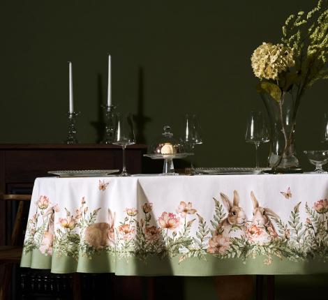 Скатерть овальная с пропиткой LEFARD "SENSE" 160х220 см, зелёный