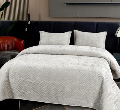 Покрывало "Sofi de Marko" Деварта (светло-серый) Бархат, 240x260