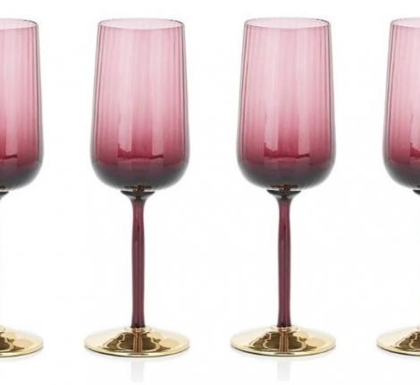 Набор фужеров для шампанского 6 штук "COTE D'OR" муранское стекло, высота 25 см