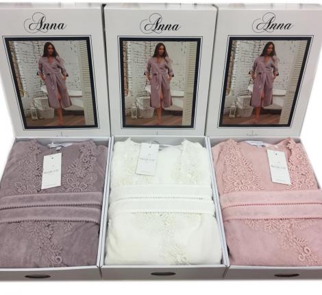 Халат женский махровый Maison D'or "ANNA"  XL(50)-XXL(52), пудра