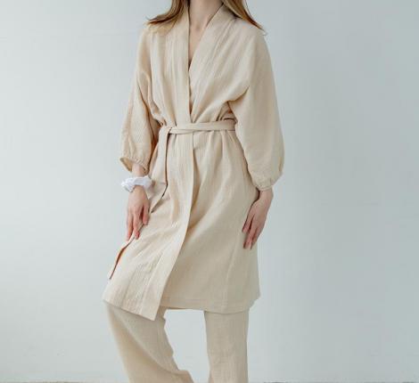 Халат Luxberry "Муслин и комфорт" экрю, L