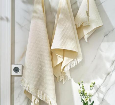 Комплект вафельно-махровых полотенец Luxberry "IRIS" (30x50,50x100,70x140), экрю