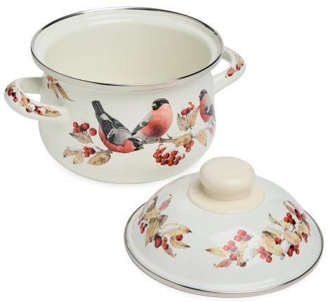 Кастрюля эмалированная с крышкой "СНЕГИРИ" 934-745, 1.5 л