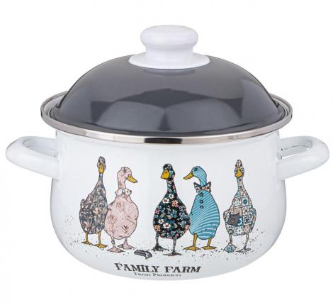 Кастрюля эмалированная с крышкой "FAMILY FARM", 2.0 л
