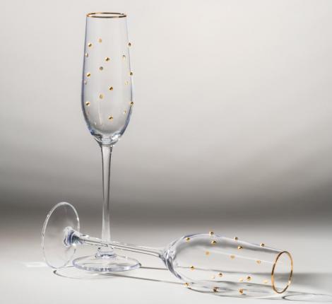 Набор бокалов для шампанского 2 штуки "GOLDY", 180 мл