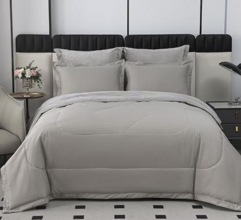 Постельное белье с одеялом "Sofi de Marko" Энрике (светло-серый) Велюр, 1,5 спальный