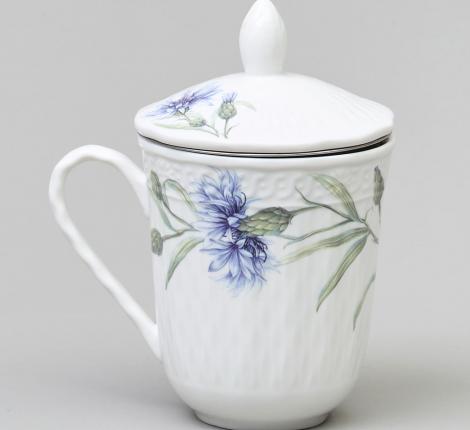 Кружка заварочная "ВАСИЛЬКИ" с крышкой и ситом, 350 мл