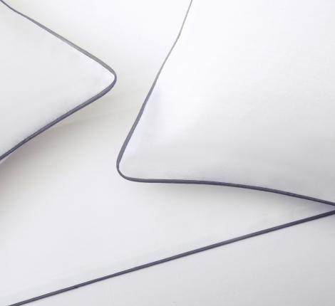 Постельное бельё "KARTEKS" сатин однотонный с кантом HK-01 (белый), 2 спальный