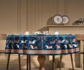 Скатерть овальная с пропиткой "PASSAGE" 140х180 см, синий с бежевым