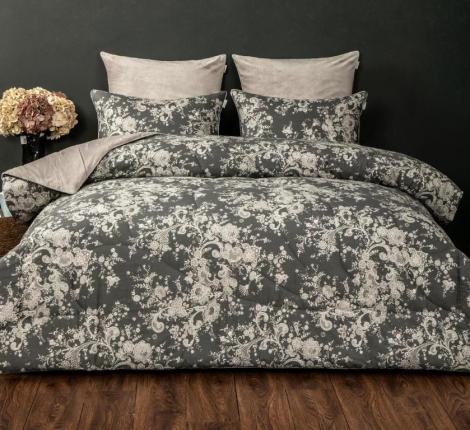 Постельное белье с одеялом "Kazanov.A." Эльба (бежевый графит) Велюр/Egypt Cotton, Евро
