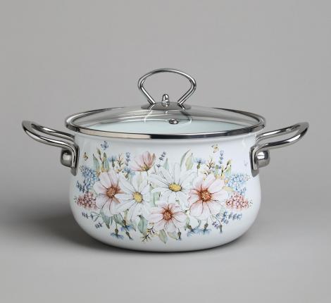 Набор эмалированных кастрюль с крышкой "ДВОРЦОВЫЙ ПАРК", на 6 предметов