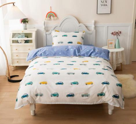 Постельное белье детское "Sofi de Marko" Машинки Ретро (белый) Сатин, 1,5 спальный