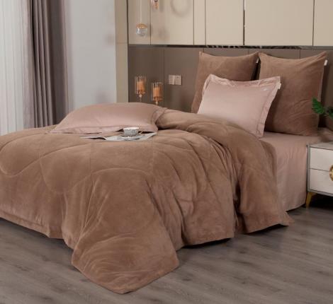 Постельное белье с одеялом "Kazanov.A." Lindor Fluffy (карамель) Велюр/Egypt Cotton, Евро