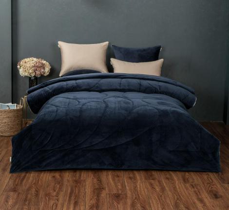 Постельное белье с одеялом "Kazanov.A." Маркос (индиго бежевый) Велюр/Egypt Cotton,  Евро