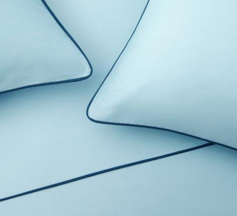 Постельное бельё "KARTEKS" сатин однотонный с кантом HK-06 (голубой), Евро