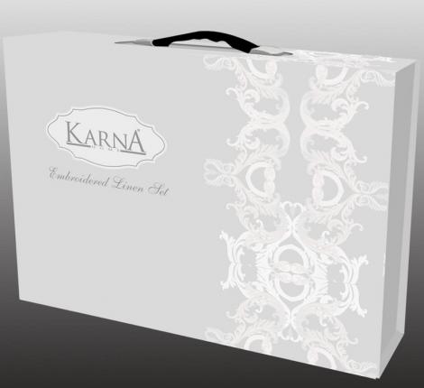 Постельное белье KARNA сатин с гипюром &quot;NELI&quot; 300.TC (Евро) Кремовый