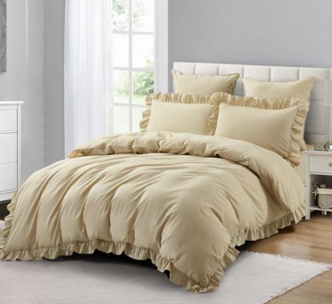 Постельное бельё "KARTEKS" варёный жаккард с рюшей VJ-01, 2 спальный