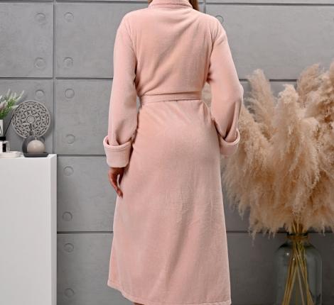 Халат женский трига с капюшоном "AMBIELLA A-1215" персиковый, L/XL