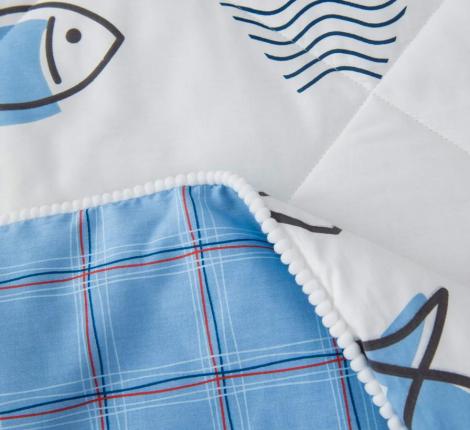 Постельное белье детское с одеялом &quot;Sofi de Marko&quot; Морские рыбки Сатин, 1,5 спальный