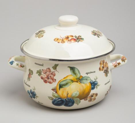 Набор эмалированных кастрюль с крышкой  "ФРУКТЫ", на 4 предмета