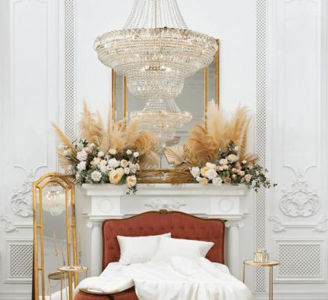 Постельное белье "CREAMY WHITE GRASS" Шёлк, Евро