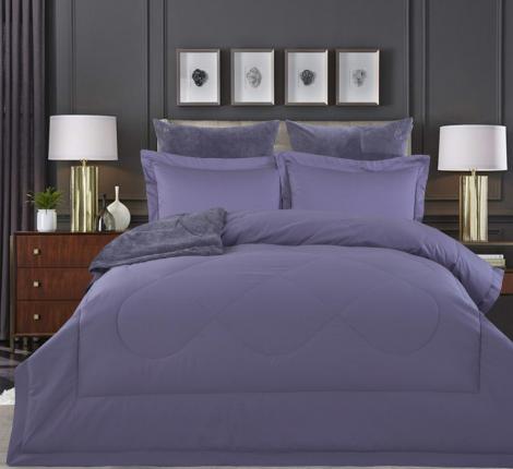 Постельное белье с одеялом "Kazanov.A." Lindor Premium (аметист платина) Велюр/Egypt Cotton, Евро