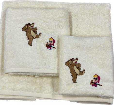 Набор бамбуковых полотенец "LOVIN HOME" Маша и медведь 3шт.(30*50, 50*90, 70*140), танцы