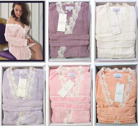 Халат женский махровый Maison D'or "MARVEL" фиолетовый, M(46)-L(48)