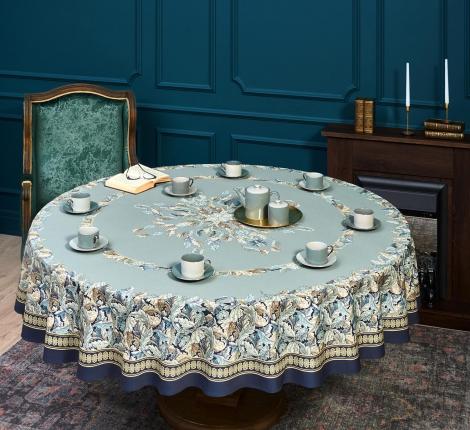 Скатерть круглая с пропиткой "ЛИСТЬЯ МОРРИСА" GOLD STRIPE, 220 см