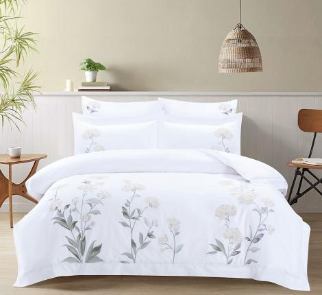 Постельное белье с вышивкой "Asabella" 2259-6 Мако-Сатин, Евро