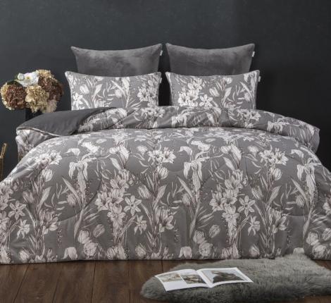 Постельное белье с одеялом "Kazanov.A." Ливви (графит капучино) Велюр/Egypt Cotton, Евро