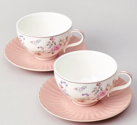 Чайный набор "ВРЕМЕНА ГОДА" на 2 персоны, 4 предметов (250 мл), розовый