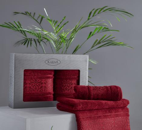 Комплект полотенец бамбук &quot;KARNA&quot; ARMOND 50х90-70х140 1/2, Бордовый