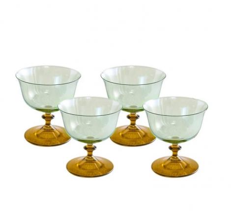 Набор креманок 4 штуки "ANGELICA" (зеленый) стекло, высота 11 см
