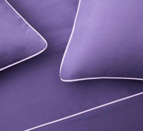 Постельное бельё "KARTEKS" сатин однотонный с кантом HK-05 (сиреневый), 2 спальный