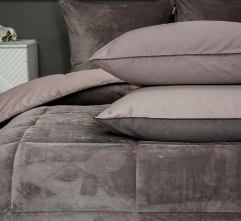 Постельное белье с одеялом "Kazanov.A." Sheffild Premium (капучино латте) Велюр/Сатин, Семейный