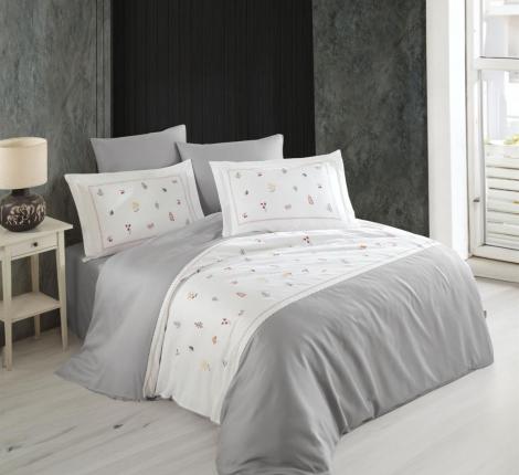 Постельное бельё "DANTELA VITA" сатин с вышивкой BENEDICT (серый), Евро