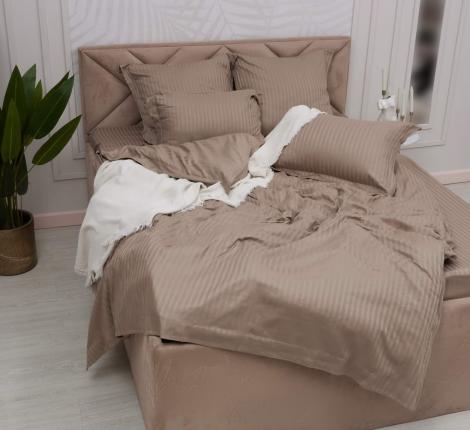 Постельное белье "Sofi de Marko" Моне (темно-бежевый) Страйп Сатин, Семейный