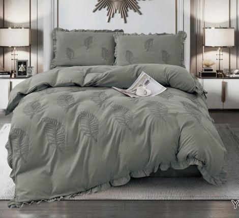 Постельное белье EFOR "COTTONI Y-3" с вышивкой "листок", Евро