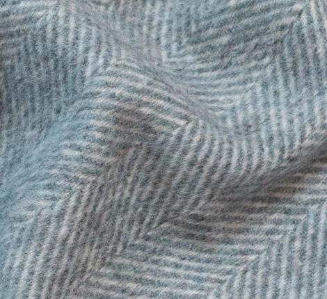 Плед шерстяной "CLASSIC" FISHBONE Light blue-white, 150x200