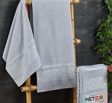Комплект махровых полотенец "METEOR" (50x90/1)(70х140/1) 2 шт. ZEREN, светло-серый
