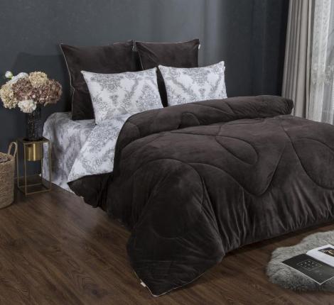 Постельное белье с одеялом "Kazanov.A." Диора (графит жемчуг) Велюр/Egypt Cotton, Евро