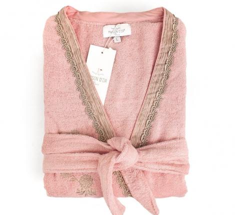 Халат женский махровый с вышивкой Maison D'or "SIDNEY" (пыльная роза), XL(50)-XXL(52)