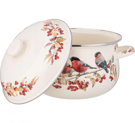 Кастрюля эмалированная с крышкой "СНЕГИРИ" 934-733, 3.6 л