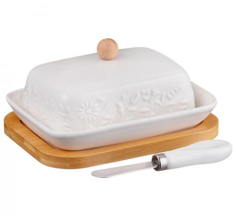 Маслёнка с ножом "FLOWERS STORY", 16,5*12,5*8 см